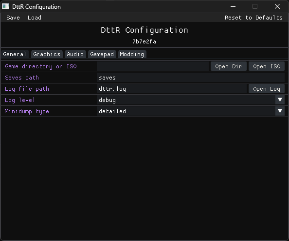 DttR configuration window
