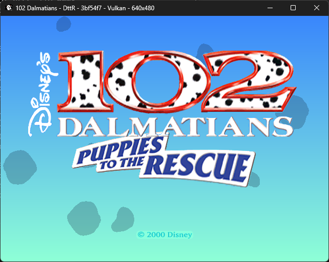 102 Dalmatians title screen running through DttR
