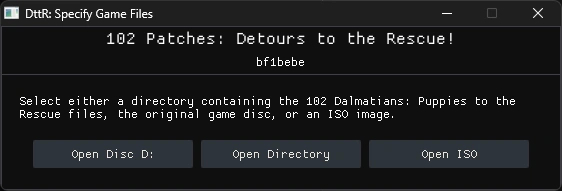 DttR prompt asking where to load game files from